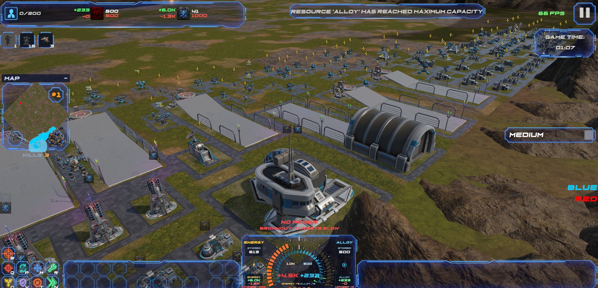 A sprawling base with factories, turrets and hundreds of units