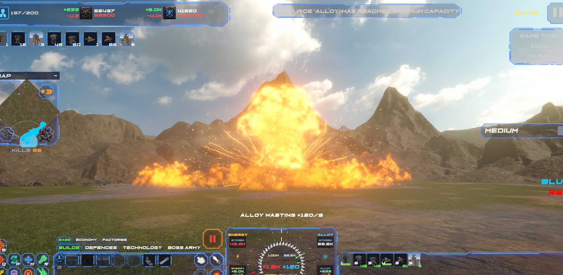 A nuclear explosion rising from the battlefield