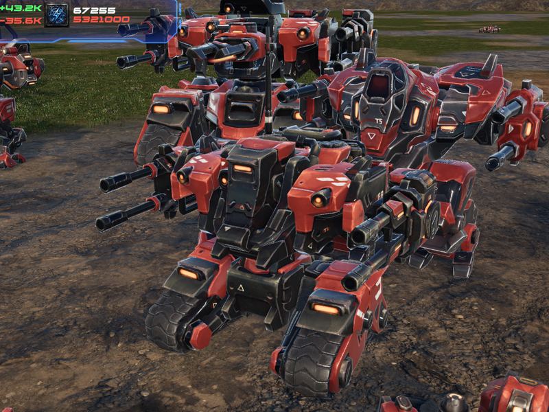 Red heavy tracked mech